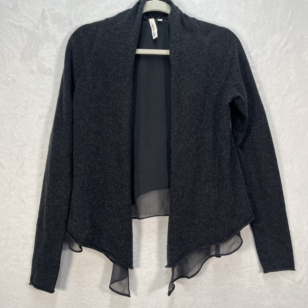 Robbi + Nikki Wool Cashmere Open Front Cardigan Womens XS Gray Fall Cozy Layers